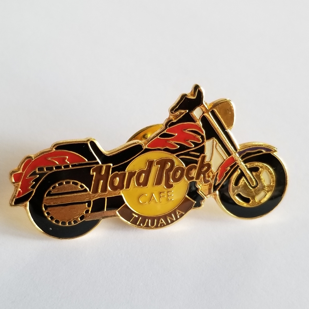 Vintage Hard Rock Cafe pin Tijuana motorcycle Mexico hrc orange black